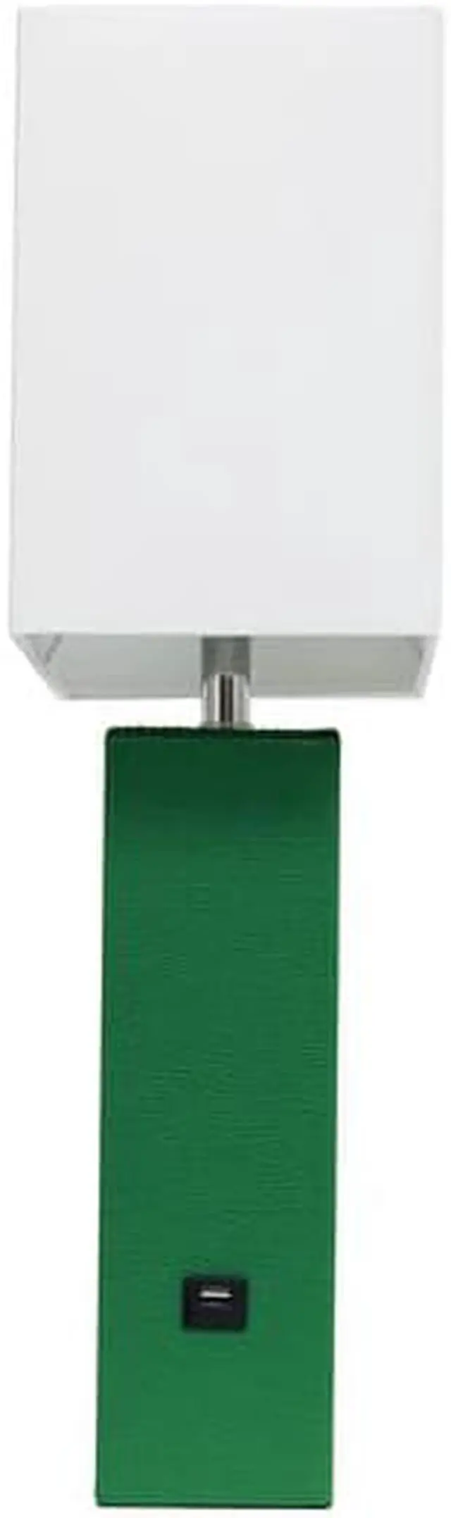 Alt view image 14 of 18 - Elegant Designs Modern Leather Table Lamp with USB and White Fabric Shade, Green