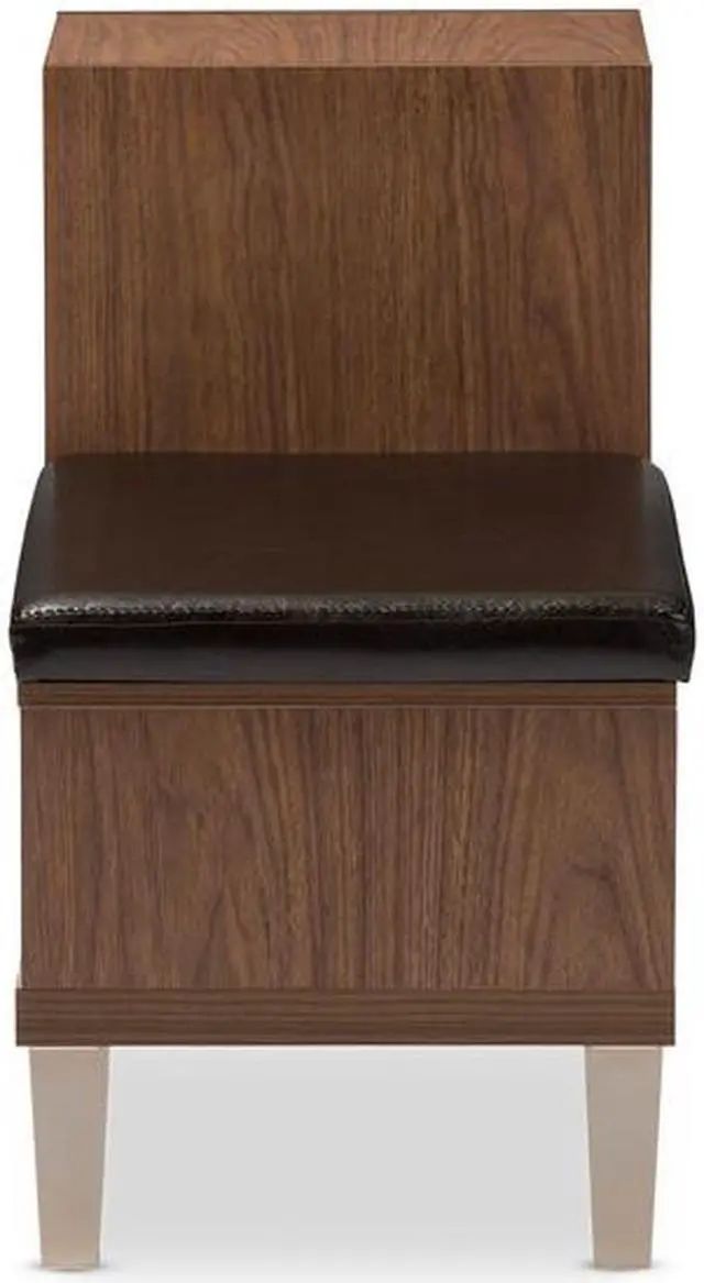 Alt view image 17 of 20 - Baxton Studio Arielle Modern and Contemporary Walnut Brown Wood 3-Drawer Shoe Storage Padded Leatherette Seating Bench with Two Open Shelves