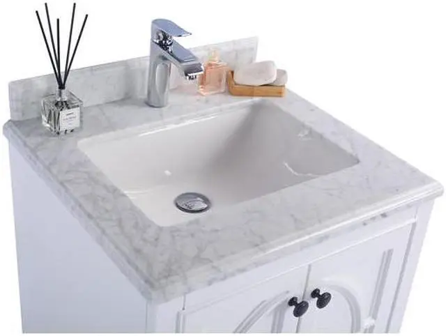 Alt view image 9 of 10 - Odyssey - 24 - White Cabinet + White Carrara Marble Countertop