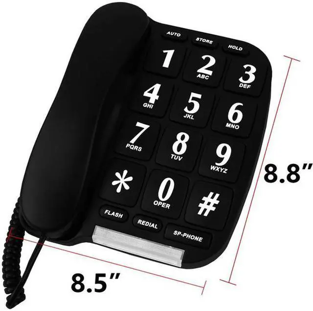 Alt view image 3 of 6 - big button phone for wall or desk with speaker and memory (black)