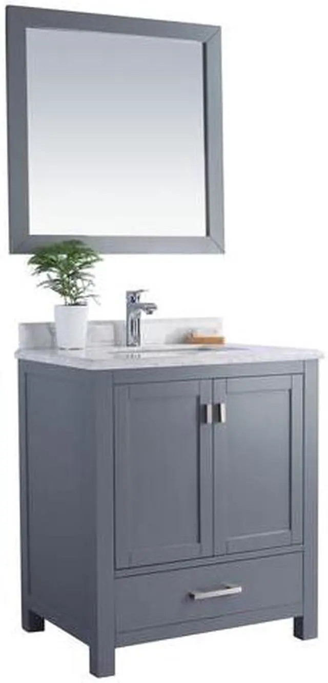 Alt view image 10 of 10 - Wilson 30 - Grey Cabinet + White Carrara Marble Countertop