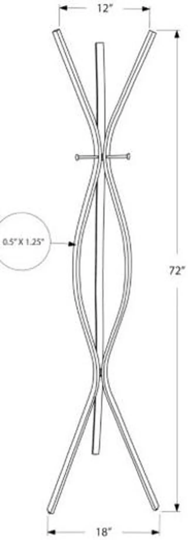 Alt view image 11 of 11 - Monarch Specialties I 2015 Silver Metal Contemporary 72 in. Coat Rack