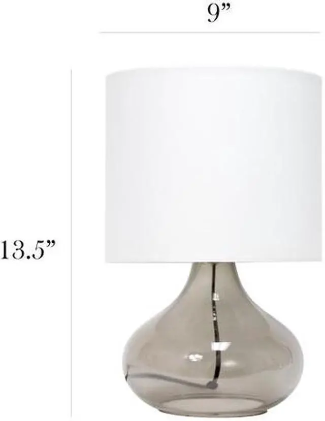 Alt view image 11 of 14 - Simple Designs Glass Raindrop Table Lamp with Fabric Shade, Smoke Gray with White Shade