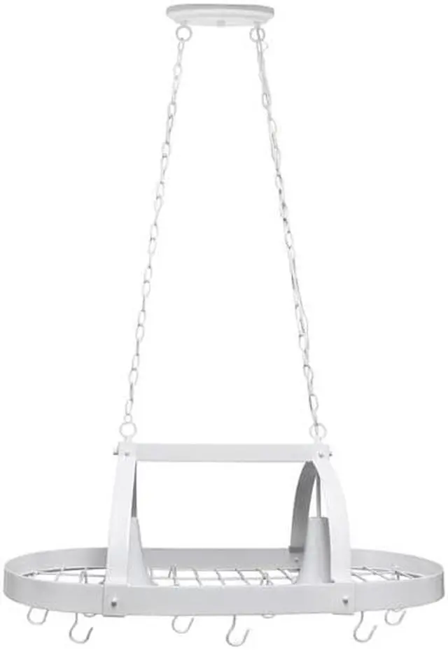 Alt view image 10 of 20 - Elegant Designs White 2 Light Kitchen Pot Rack with Downlights