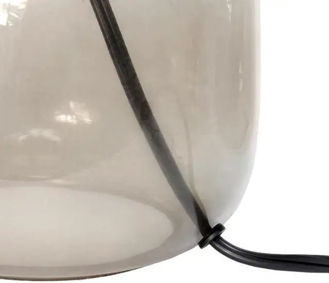 Alt view image 9 of 15 - Simple Designs Glass Table Lamp with Fabric Shade, Smoke with Gray Shade