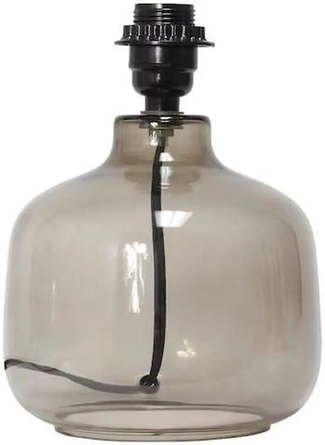 Alt view image 14 of 15 - Simple Designs  Glass Table Lamp with Fabric Shade, Smoke with White Shade