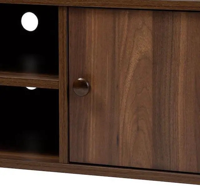 Alt view image 8 of 10 - Baxton Studio Alard Mid-Century Modern Walnut Brown Finished 2-Door Wood TV Stand