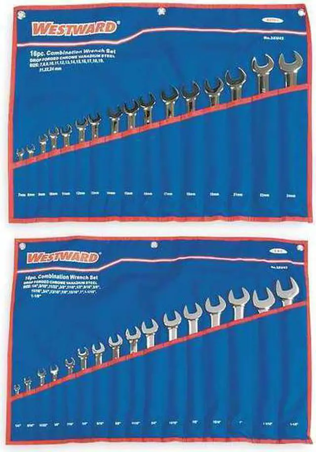 Alt view image 2 of 6 - WESTWARD 3XU43 Combo Wrench Set,1/4-1-1/8 in, 7-24 mm, 32-Piece