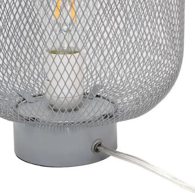 Alt view image 8 of 15 - Simple Designs Gray Metal Mesh Industrial Table Lamp