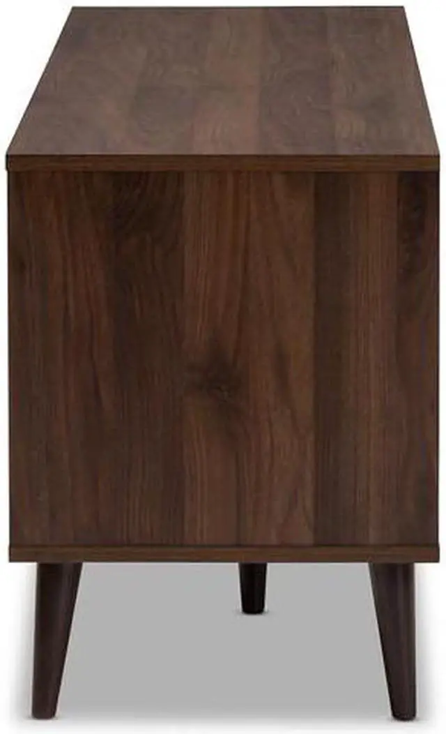 Alt view image 17 of 20 - Baxton Studio Samuel Mid-Century Modern Brown and Dark Grey Finished TV Stand