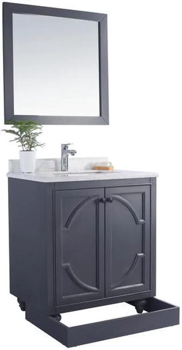 Alt view image 9 of 10 - Odyssey - 30 - Maple Grey Cabinet + White Stripes Marble Countertop