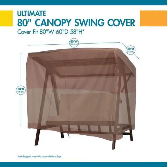 Alt view image 3 of 7 - DUCK COVERS UCS826258 Ultimate Brown Patio Canopy Swing Cover, 80"W x 60"D x