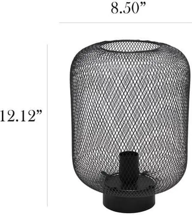 Alt view image 11 of 15 - Simple Designs Black Metal Mesh Industrial Table Lamp