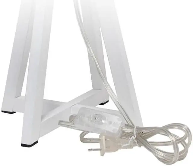 Alt view image 9 of 18 - Simple Designs Interlocked Triangular White Wood Table Lamp with Gray Fabric Shade