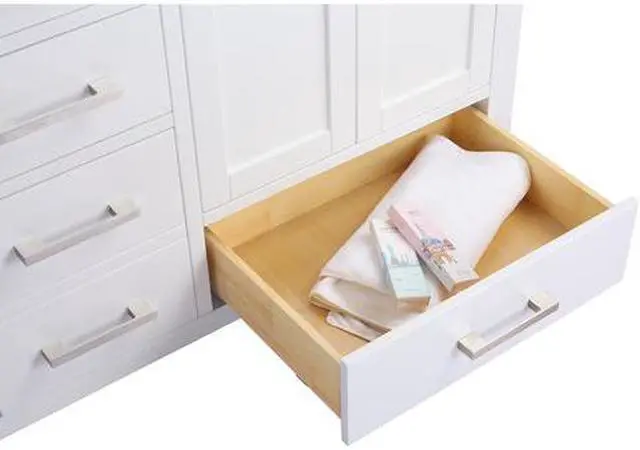 Alt view image 9 of 9 - Wilson 60 - White Cabinet + Matte White VIVA Stone Solid Surface Countertop