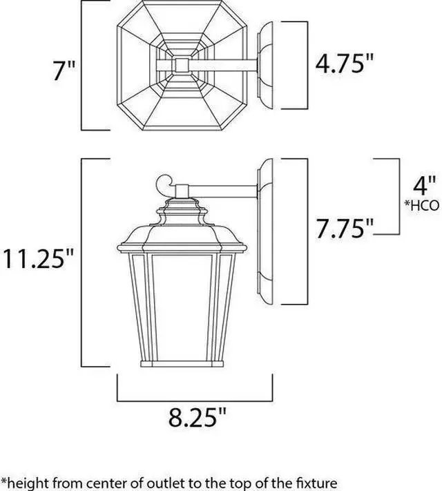 Alt view image 4 of 4 - Maxim 3342WFBO 11.25 x 7 in. Radcliffe One Light Small Outdoor Wall, Black Oxide