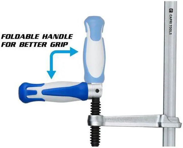 Alt view image 4 of 7 - Capri Tools 20-Inch All Steel Bar Clamp with Foldable Ergonomic Handle 4-3/4-Inch Throat Depth 1653 lb Clamping Force