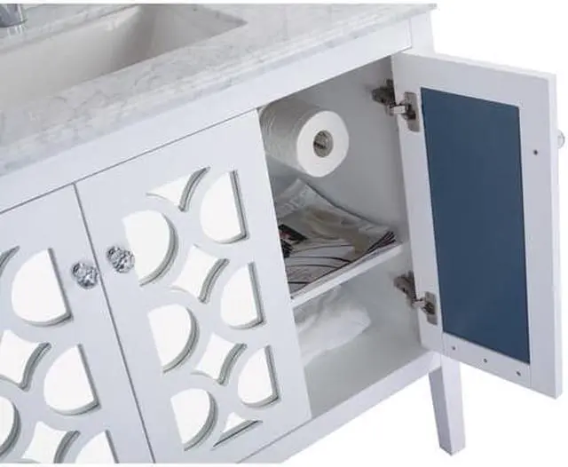 Alt view image 8 of 9 - Mediterraneo - 36 - White Cabinet + Matte White VIVA Stone Solid Surface Countertop