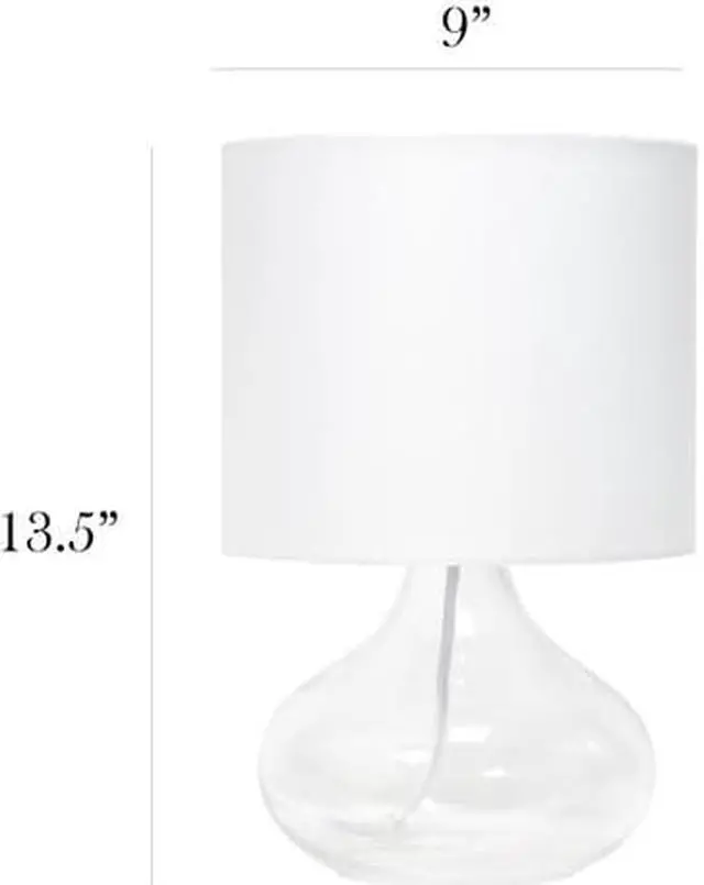 Alt view image 10 of 15 - Simple Designs Glass Raindrop Table Lamp with Fabric Shade, Clear with White Shade