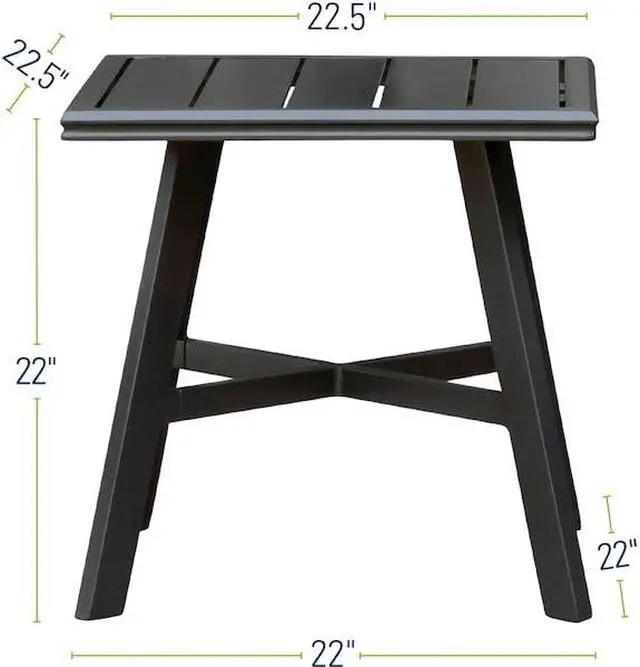 Alt view image 6 of 9 - All-Weather Commercial-Grade Aluminum 22" Square Slat-Top Side Table