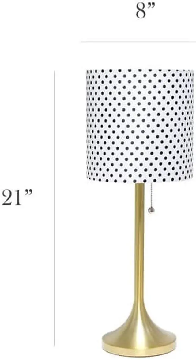 Alt view image 10 of 20 - Simple Designs Gold Tapered Table Lamp with Polka Dot Fabric Drum Shade