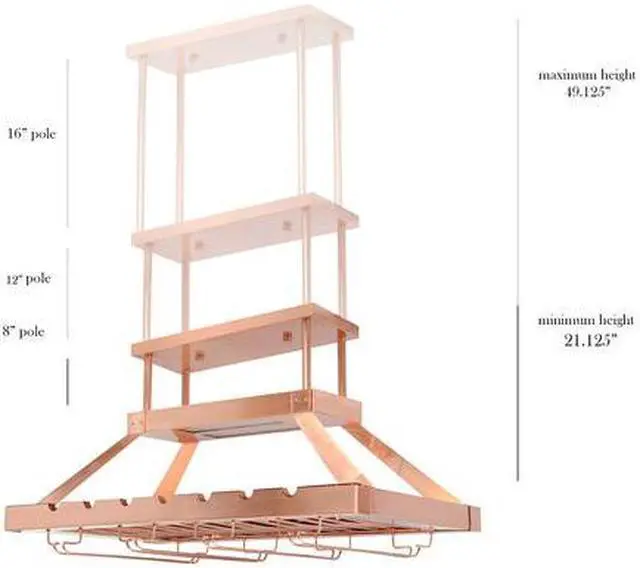 Alt view image 8 of 20 - Elegant Designs 2 Light LED Overhead Wine Rack, Copper