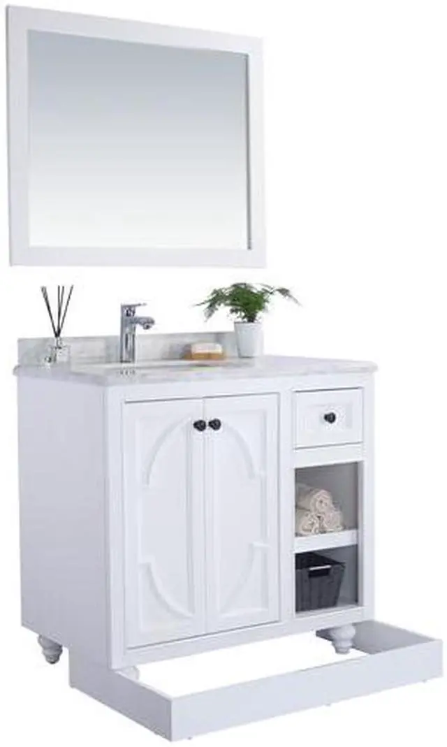 Alt view image 10 of 10 - Odyssey - 36 - White Cabinet + White Carrara Marble Countertop