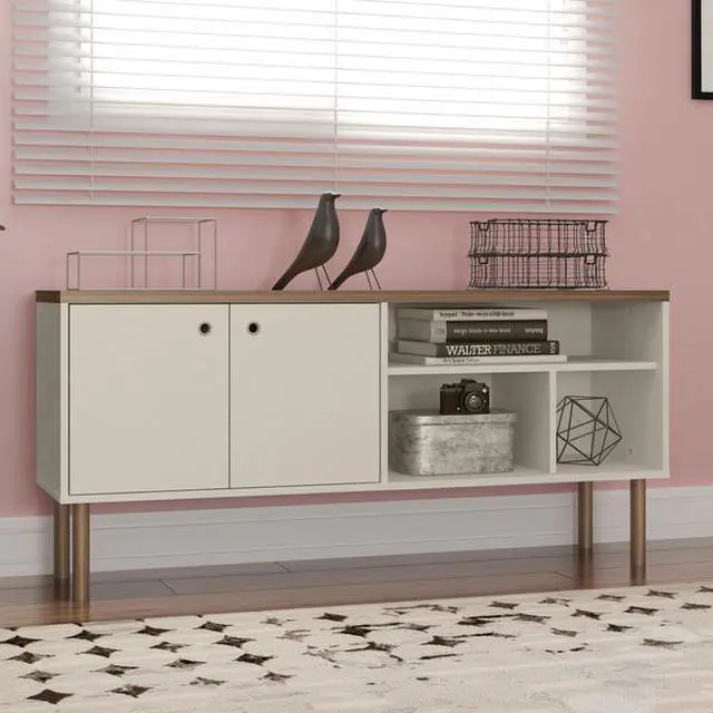 Alt view image 8 of 14 - Windsor 53.54 TV Stand in Off White and Nature