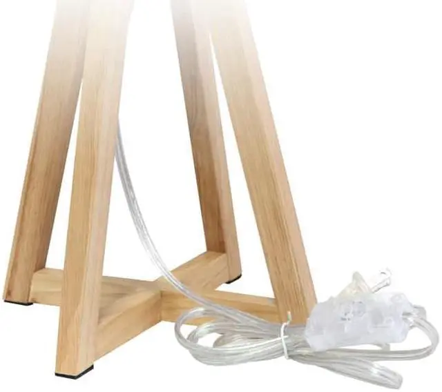 Alt view image 9 of 18 - Simple Designs Interlocked Triangular Natural Wood Table Lamp with White Fabric Shade