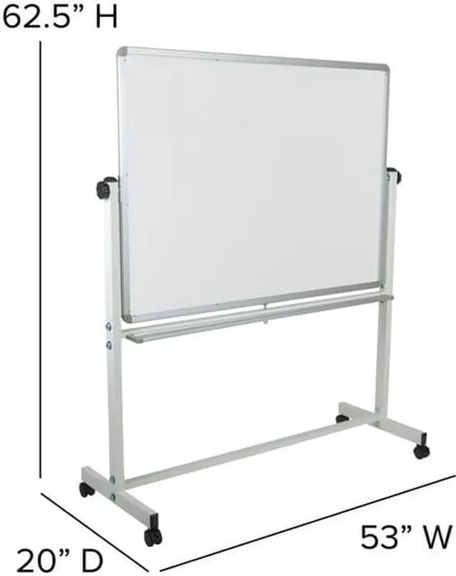 Alt view image 17 of 20 - HERCULES Series 53"W x 62.5"H Double-Sided Mobile White Board with Pen Tray