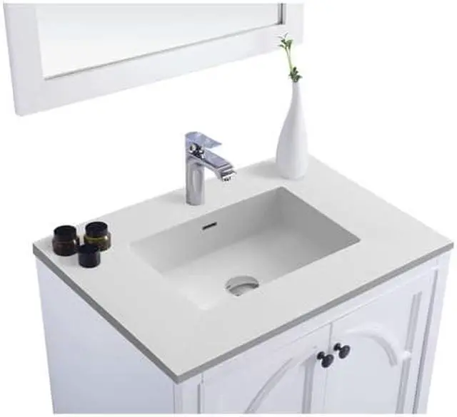 Alt view image 5 of 11 - Odyssey - 30 - White Cabinet + Matte White VIVA Stone Solid Surface Countertop