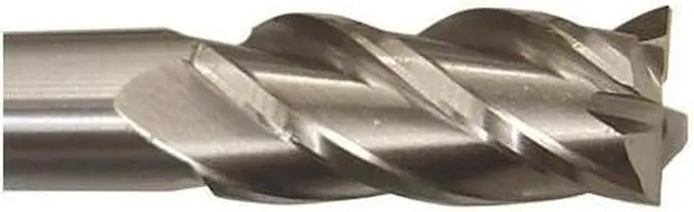 Alt view image 4 of 6 - Drill America DWCF Series High-Speed Steel End Mill, Polished Finish, 4 Flute, Square End, 2" Cutting Length, 1 1/4" Cutting Diameter, 4-1/2" Length, 1" Shank (Pack of 1)