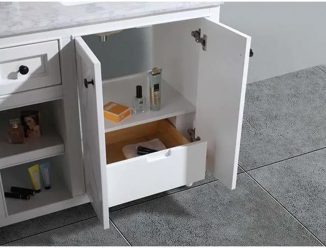 Alt view image 7 of 9 - Odyssey - 60 - White Cabinet + White Carrara Marble Countertop