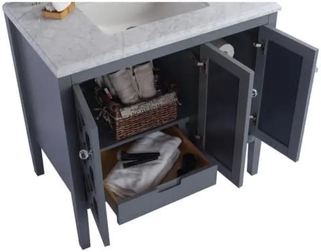 Alt view image 5 of 7 - Mediterraneo - 36 - Grey Cabinet + White Stripes Marble Countertop