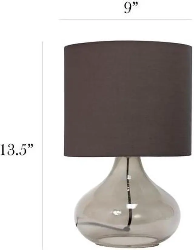 Alt view image 12 of 19 - Simple Designs Glass Raindrop Table Lamp with Fabric Shade, Smoke Gray with Gray Shade