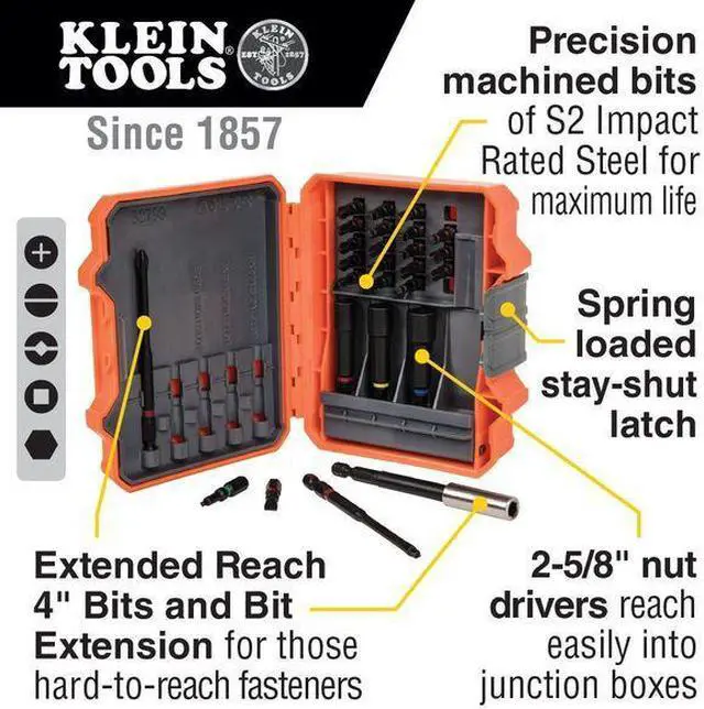 Alt view image 7 of 8 - Klein Tools Pro Impact Power Bit Set 26 Pcs. - 32799