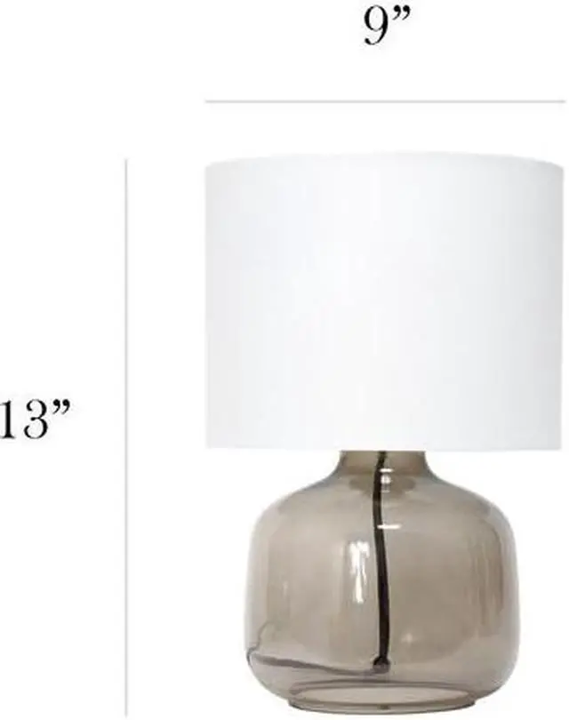 Alt view image 11 of 15 - Simple Designs  Glass Table Lamp with Fabric Shade, Smoke with White Shade