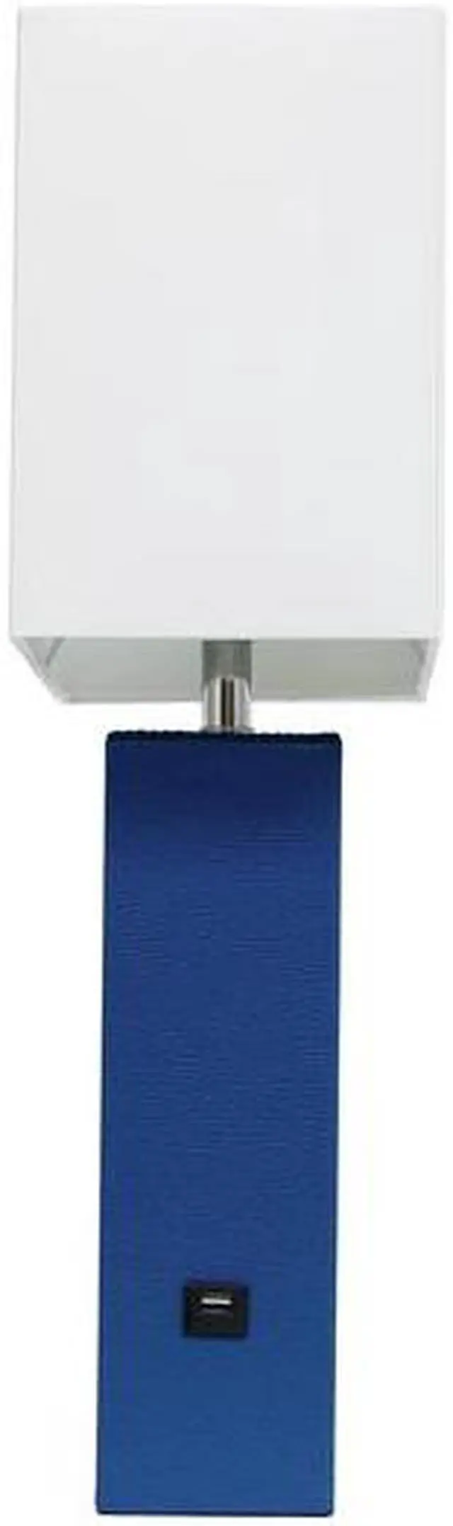 Alt view image 19 of 19 - Elegant Designs Modern Leather Table Lamp with USB and White Fabric Shade, Blue