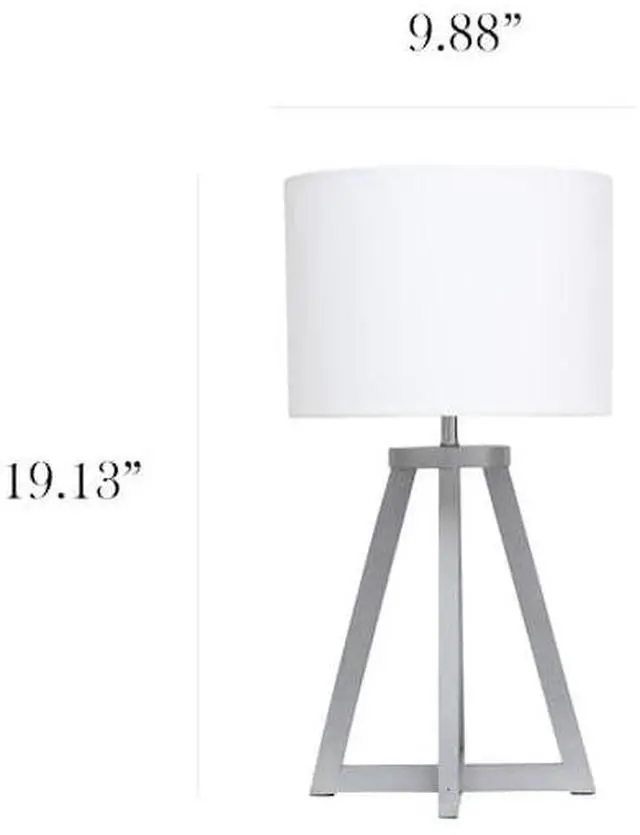 Alt view image 12 of 18 - Simple Designs Interlocked Triangular Gray Wood Table Lamp with White Fabric Shade
