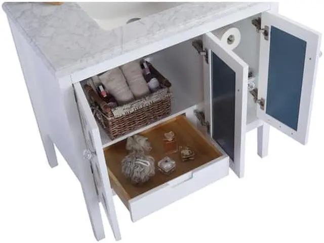 Alt view image 6 of 9 - Mediterraneo - 36 - White Cabinet + Matte White VIVA Stone Solid Surface Countertop