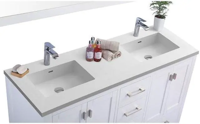 Alt view image 5 of 9 - Wilson 60 - White Cabinet + Matte White VIVA Stone Solid Surface Countertop