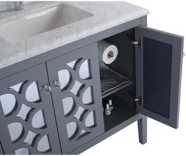 Alt view image 7 of 7 - Mediterraneo - 36 - Grey Cabinet + White Stripes Marble Countertop