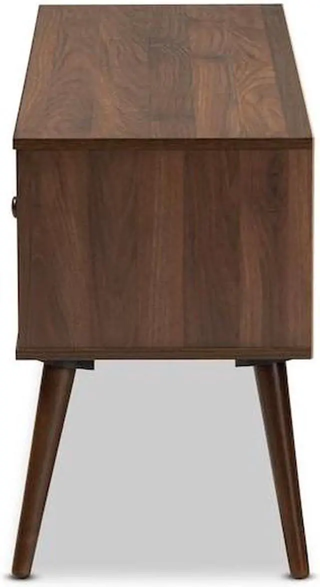 Alt view image 7 of 10 - Baxton Studio Alard Mid-Century Modern Walnut Brown Finished 2-Door Wood TV Stand