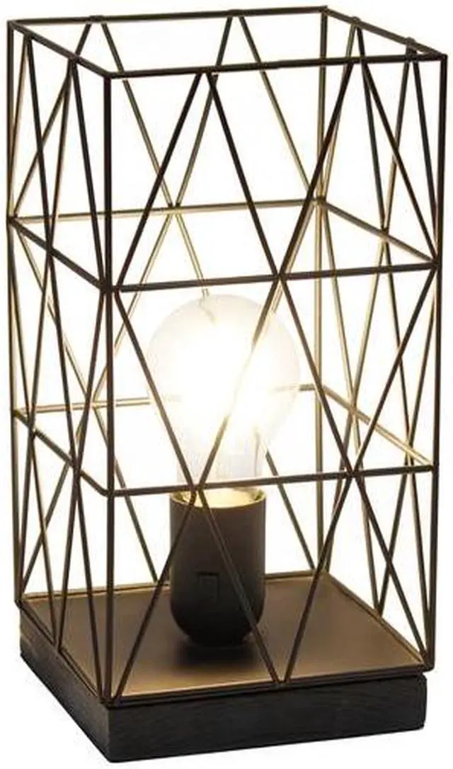 Alt view image 9 of 18 - Simple Designs Black Geometric Square Metal Table Lamp