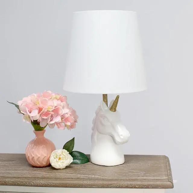 Alt view image 12 of 18 - Simple Designs Sparkling Gold and White Unicorn Table Lamp