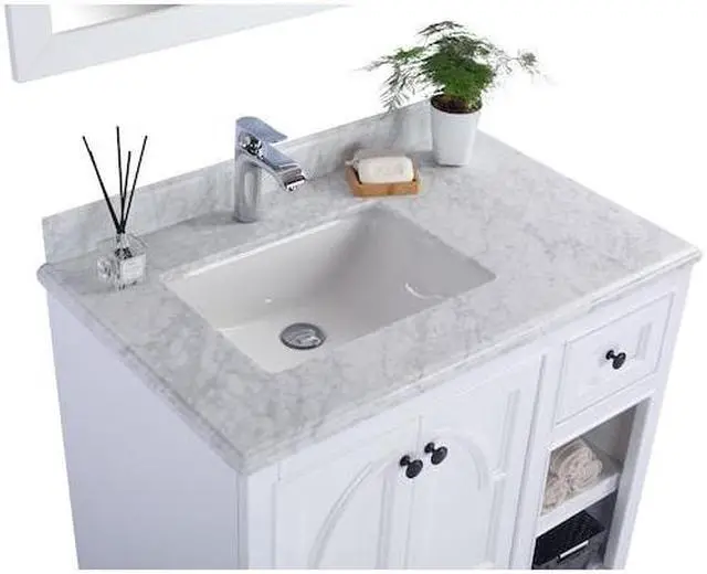 Alt view image 8 of 10 - Odyssey - 36 - White Cabinet + White Carrara Marble Countertop