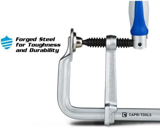 Alt view image 3 of 7 - Capri Tools 20-Inch All Steel Bar Clamp with Foldable Ergonomic Handle 4-3/4-Inch Throat Depth 1653 lb Clamping Force
