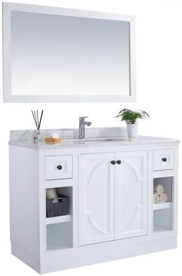 Alt view image 8 of 10 - Odyssey - 48 - White Cabinet + White Stripes Marble Countertop