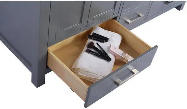 Alt view image 7 of 10 - Wilson 60 - Grey Cabinet + Matte White VIVA Stone Solid Surface Countertop