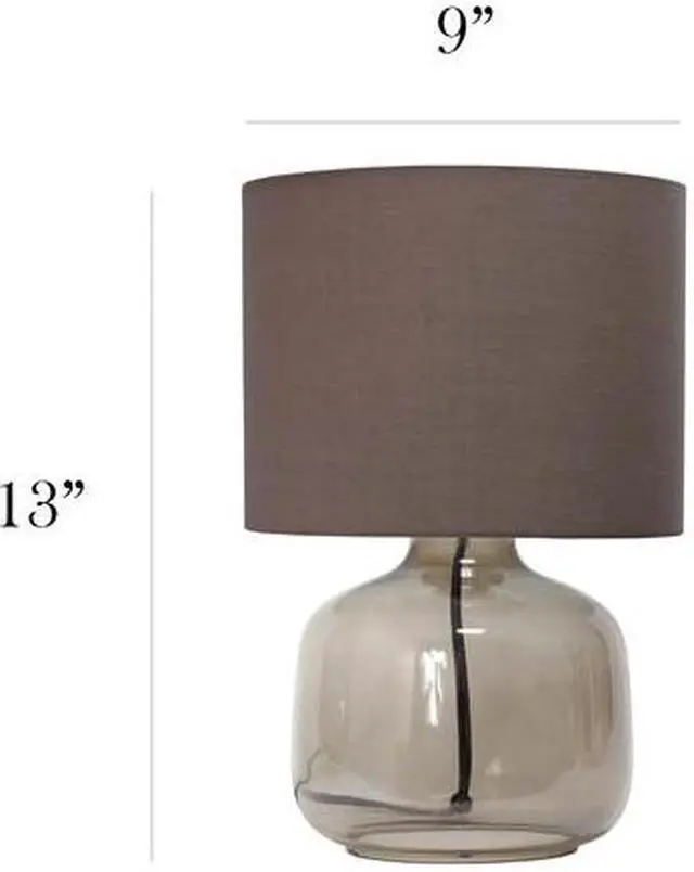 Alt view image 10 of 15 - Simple Designs Glass Table Lamp with Fabric Shade, Smoke with Gray Shade